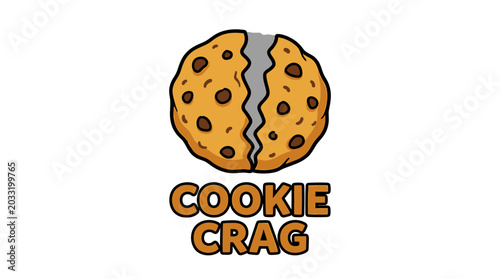 Cartoon chocolate chip cookie broken in two halves  Cookie Crag