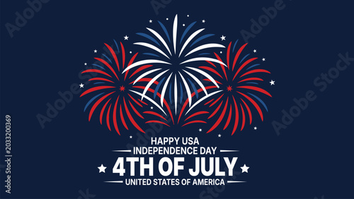 happy usa independence day 4th of july fireworks illustration on dark blue background for patriotic american celebration design artwork