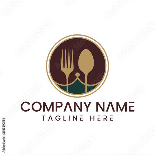 Restaurant logo design with fork and spoon icon