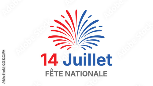 14 juillet fete nationale patriotic france celebration illustration with abstract tricolor fireworks isolated on white background design