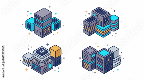 Canvastavla Isometric Illustration of Modern Data Servers and Digital Technology
