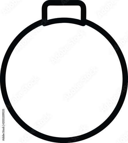 camera lens cap round with tab line art vector illustration on transparent background