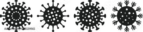 Photos Four black stylized coronavirus microbe icons with coronavirus illustration infe