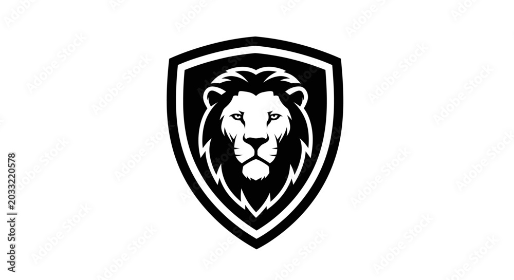 Obraz premium Lion Head Shield Logo