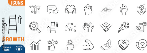 Canvastavla Personal development growth success line icons