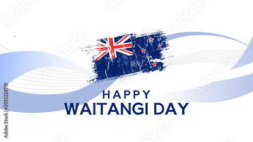Slika na platnu Happy Waitangi Day - New Zealand national holiday banner