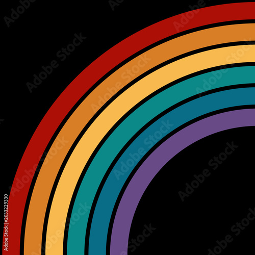 Retro Boho Regenbogen Ecke auf sxchwarzem Hintergrund