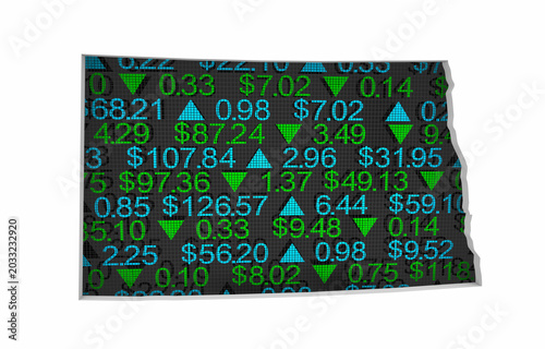 North Dakota ND State Map Stock Market 401K Investment Pension Financial Outlook 3d Illustration