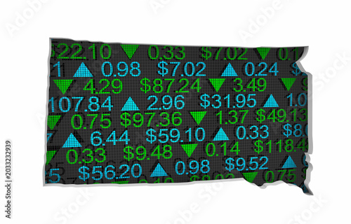 South Dakota SD State Map Stock Market 401K Investment Pension Financial Outlook 3d Illustration
