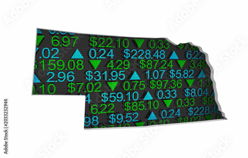 Nebraska NE State Map Stock Market 401K Investment Pension Financial Outlook 3d Illustration