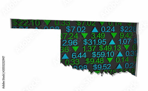 Oklahoma OK State Map Stock Market 401K Investment Pension Financial Outlook 3d Illustration