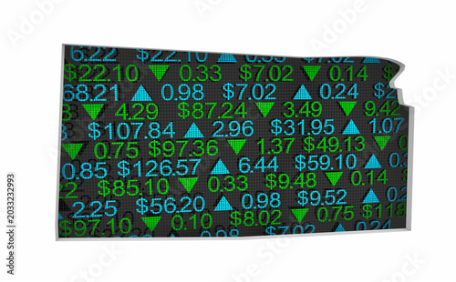 Kansas KS State Map Stock Market 401K Investment Pension Financial Outlook 3d Illustration