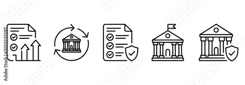 Fotografía Policy development web banner icon concept, policy strategy reform impact and public administration symbols for governance communication design