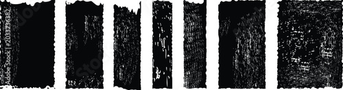 Grunge Black Brush Stroke Rectangle Stamp Texture Set.