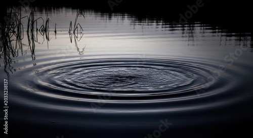 Water ripple effect on calm surface.