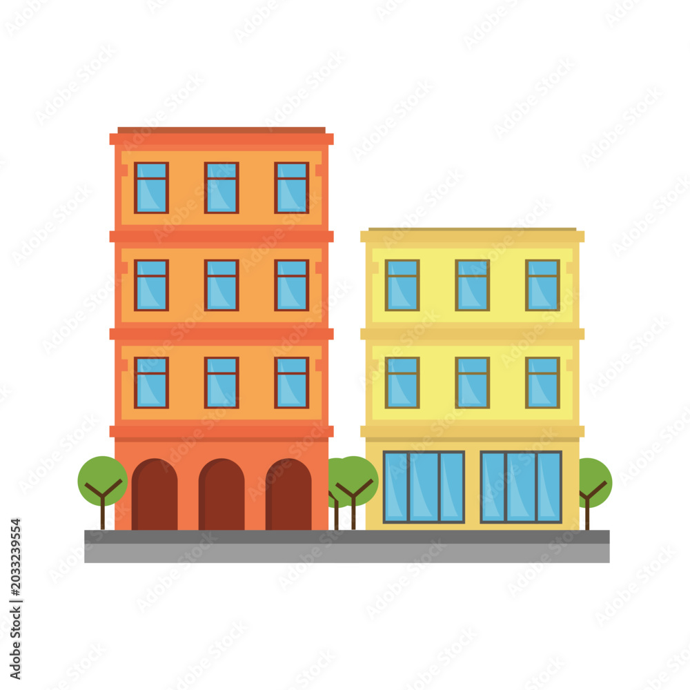 Naklejka premium Building vector illustration on a white background