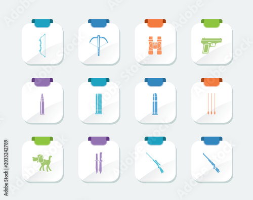 Bright Hunting and arms Icons - Vector Icon Set