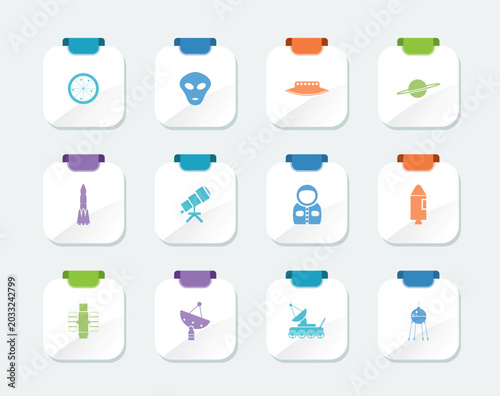 Bright Astronautics and Space Icons - Vector Icon Set