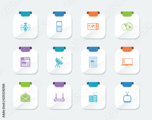 Bright Communication and Business Icons - Vector Icon Set