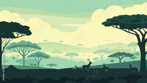Pixel art savanna landscape with wild trees Vector