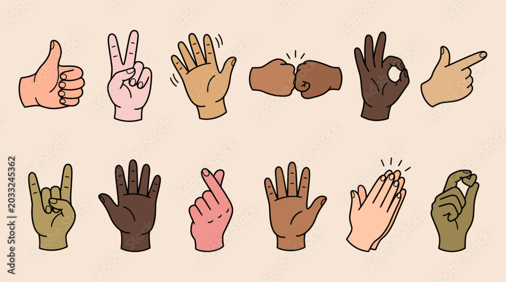 Fototapeta premium Diverse hand gestures and signs