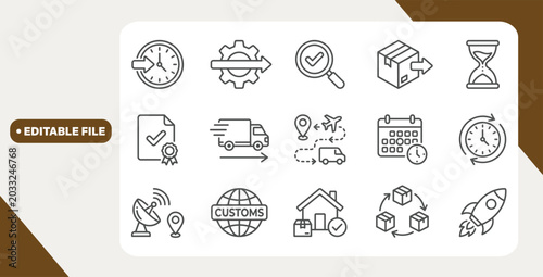 Cuadro en lienzo Delivery and lead time icons showing logistics timing elements
