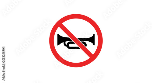No Honking Sign, Sound Alert Prohibition, Traffic Regulation Symbol