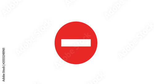 Foto Red Stop Sign Circle with White Bar - No Entry Symbol