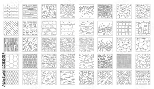 Bild auf Leinwand CAD architectural hatch patterns set, material texture symbols for grass wood st