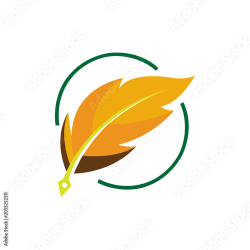 Foto Autumn leaves and feather vector illustration design with nature plant bird wing