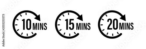 Foto Timers for 10, 15, and 20 minutes vector icon
