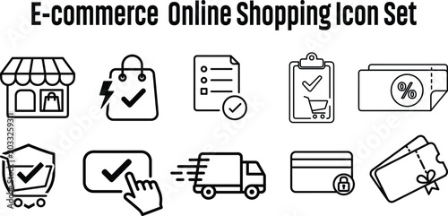E-Commerce and Online Shopping Line Icon Collection