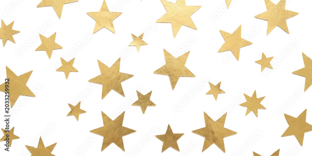 Obraz premium Shiny gold star shapes scattered on a plain surface for festive holiday celebrations