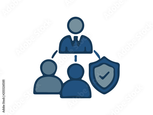 Business Team Leadership with Security Shield Teamwork and Trust Vector Icon