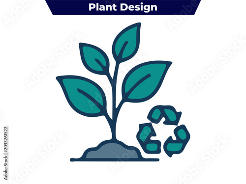 Eco Plant Growth with Recycling Symbol Green Sustainability Vector Icon