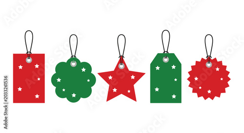 Fotografija Colorful Gift Tags With Stars Vector Illustration On White Background