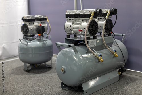 Cuadro en lienzo Industrial air compressors in equipment room
