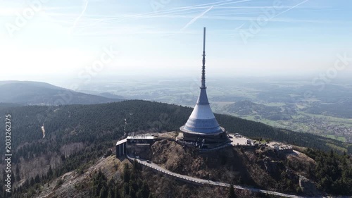 Jested Tower On Mountain Top Overlooking Liberec Cityscape With Futuristic Spire And Panoramic Views in Liberec, Czech Republic