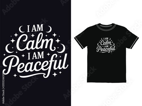 Positive inspirational quote lettering design printed on a casual black crew neck t shirt mockup