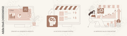 AI Technology in Sales abstract concept vector illustrations.