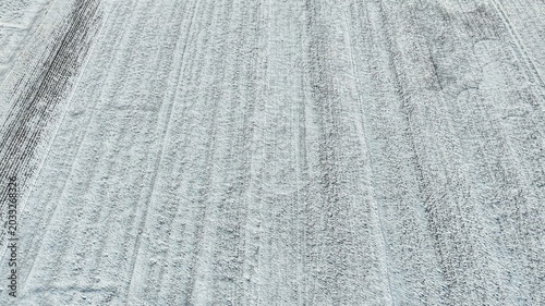 Foto Top down view of snowy agricultural landscape