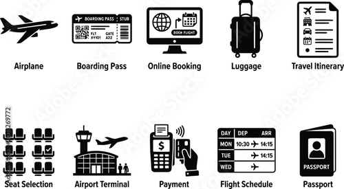 Travel and Aviation Icons Set