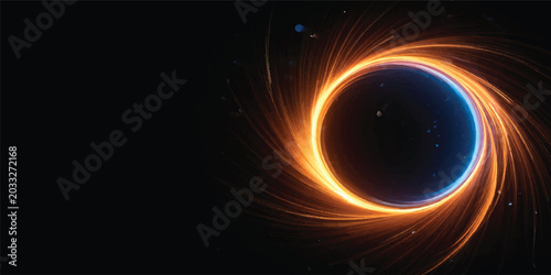 Bilde på lerret An abstract universe illustration features a glowing sun and moon casting fire a
