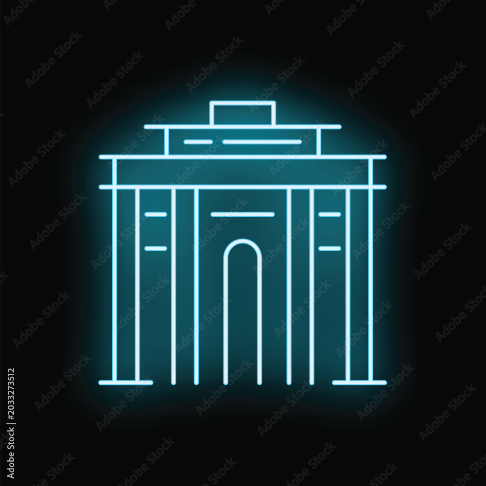 Fototapeta premium Brandenburg gate glowing in blue neon light representing travel and history