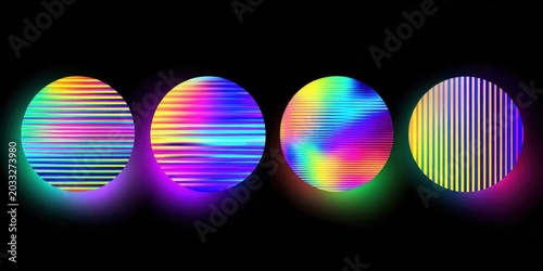 Futuristic Aura Gradient Y2K Round Poster with Retrowave and Synthwave Style