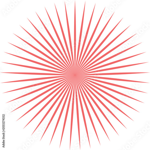 Photography Radial red lines emanating from a central point on white background