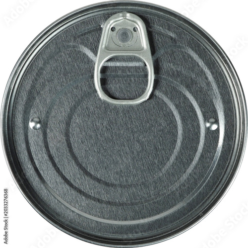Tin can seen from above isolated on white background