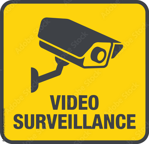 Canvastavla Security camera sign for video surveillance and safety alert notification