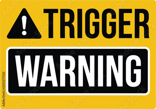 Fotografía Trigger warning sign with exclamation mark for sensitive content notification