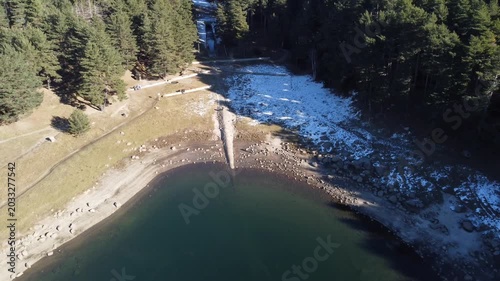 Aerial view of Lake Engolasters, Encamp, Andorra
